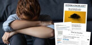 SvD:s artikel om depression vilseleder allmänheten – och behöver rättas Bild på en kvinna med huvudet nedsänkt i armarna samt på publicerade tidningsartiklar.